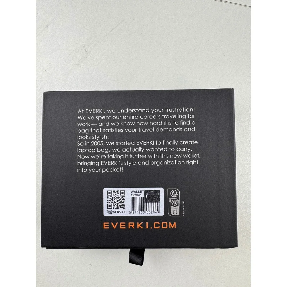 NWT EVERKI RFID Blocking Slim Wallet for cards coins and bills‎ Leather